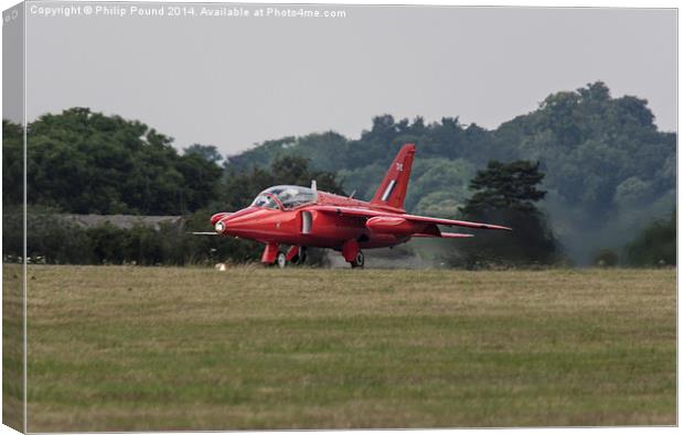  RAF Red Arrows Jet Preparing for Take Off Canvas Print by Philip Pound