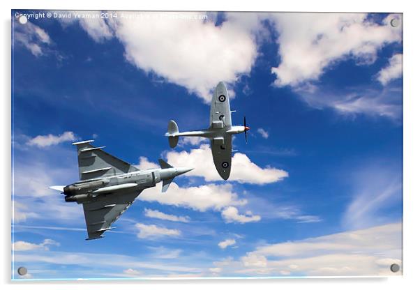 Typhoon versus Spitfire Acrylic by David Yeaman