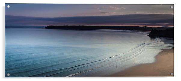  Three cliffs bay sunset Acrylic by Leighton Collins