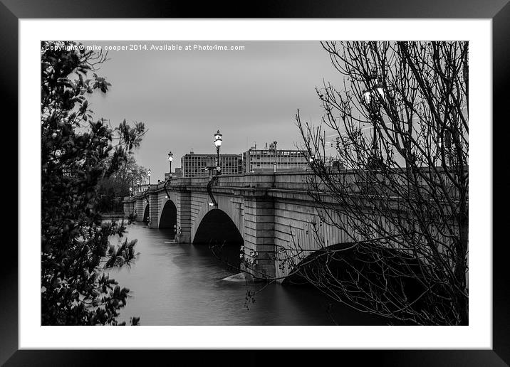  Putney bridge mono morning Framed Mounted Print by mike cooper