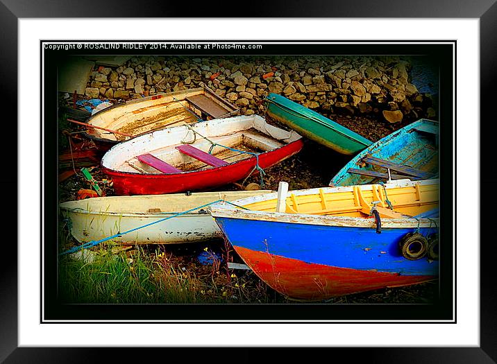 OLD FISHING BOATS  Framed Mounted Print by ROS RIDLEY