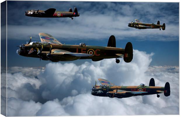 Lancaster Bombers in Flight Canvas Print by Oxon Images