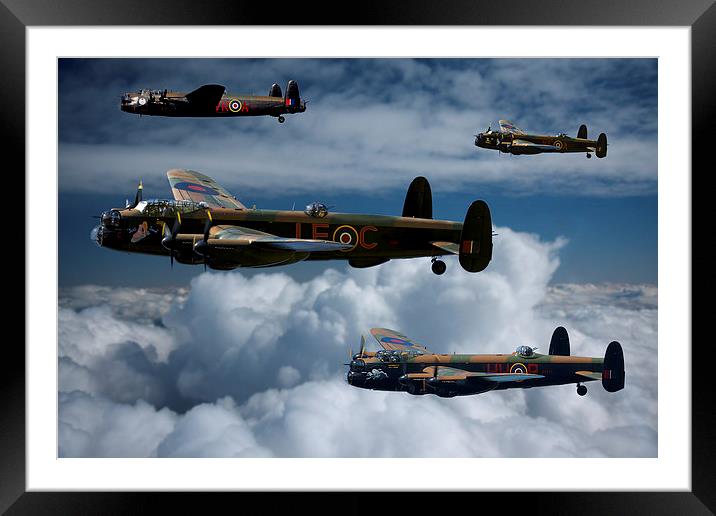 Lancaster Bombers in Flight Framed Mounted Print by Oxon Images