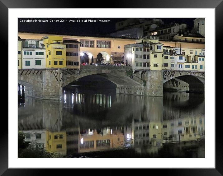 Ponte Vecchio at night  Framed Mounted Print by Howard Corlett