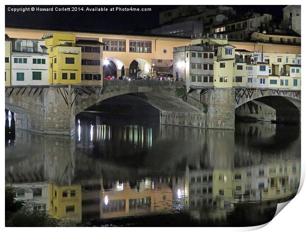 Ponte Vecchio at night  Print by Howard Corlett