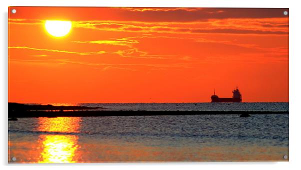  Sunset Ship of the Sea 2 Acrylic by Derek Burton