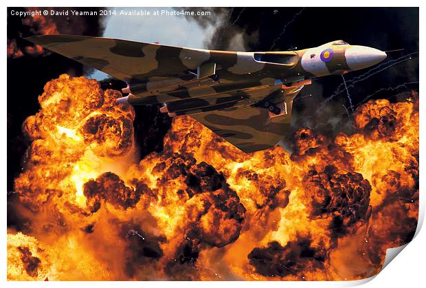 Avro Vulcan Bomber B2 (XH558) Bombing Run Print by David Yeaman