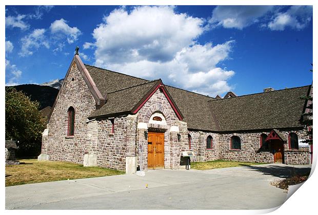 Parish Church from Banff National Park, Canada Print by charlie Mellow