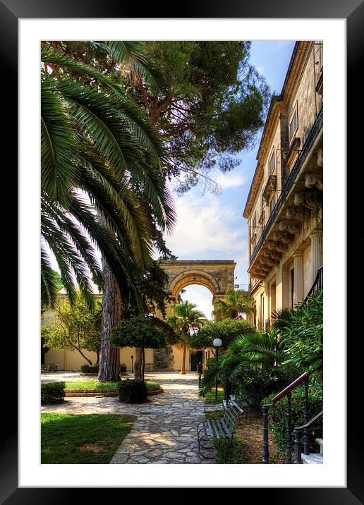 Corfu Garden Framed Mounted Print by Tom Gomez