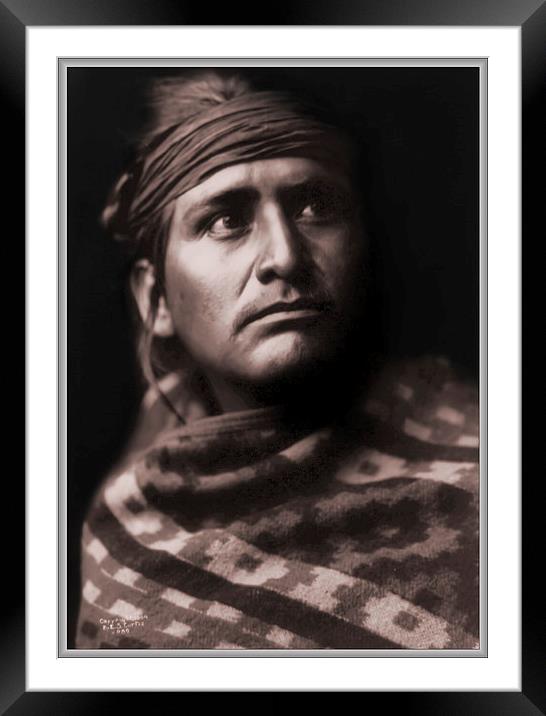  A Chief of the desert Navajo. Framed Mounted Print by paul willats