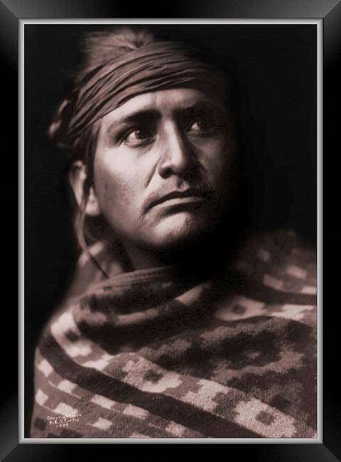  A Chief of the desert Navajo. Framed Print by paul willats
