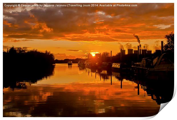  Torksey Sunset tidal Trent Print by Jack Jacovou Travellingjour