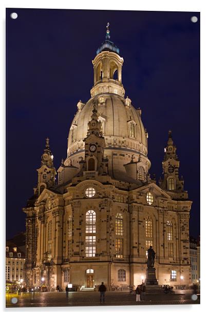 Frauenkirche at blue hour Acrylic by Thomas Schaeffer