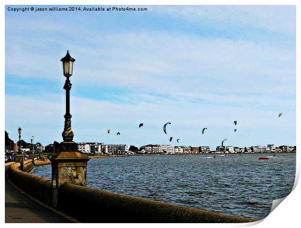 Kite Surfing at Poole Harbour. Print by Jason Williams