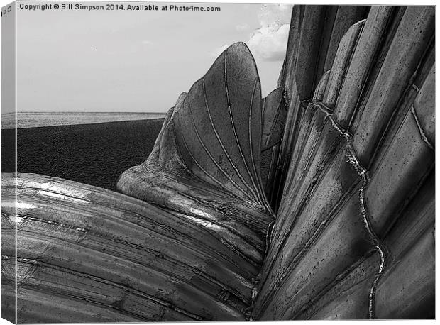 Aldeburgh's Scallop Shell B&W Close detail and pos Canvas Print by Bill Simpson