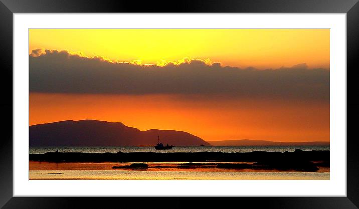   Sunset Fishing Boat 2 Framed Mounted Print by Derek Burton
