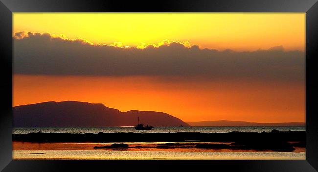   Sunset Fishing Boat 2 Framed Print by Derek Burton