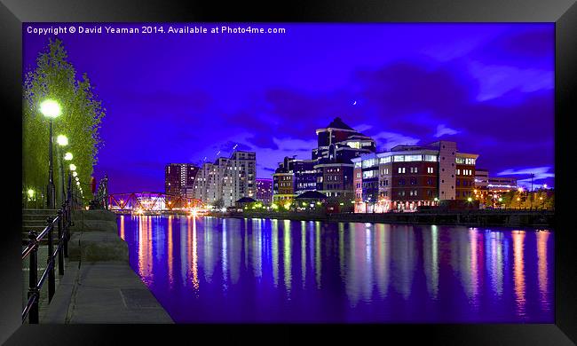 Harbour City at Night Framed Print by David Yeaman