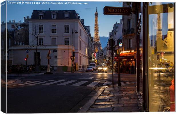  night time comes to paris Canvas Print by mike cooper
