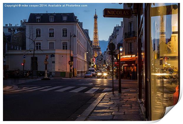  night time comes to paris Print by mike cooper