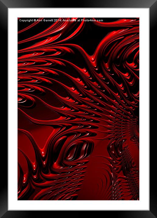 Crimson Tribal Fractal Framed Mounted Print by Ann Garrett