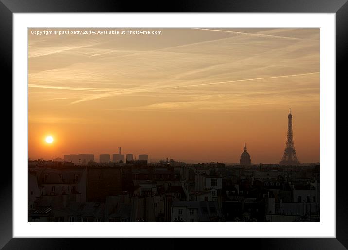  paris sunset Framed Mounted Print by paul petty
