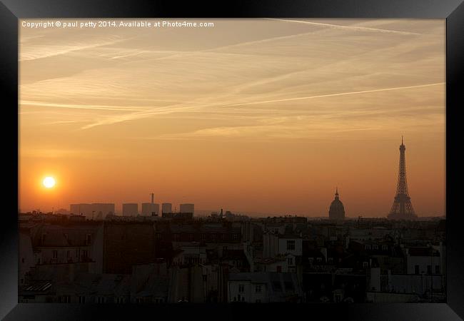  paris sunset Framed Print by paul petty