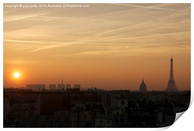  paris sunset Print by paul petty