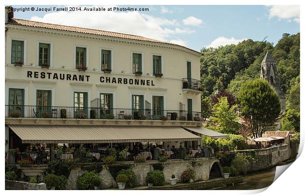  Restaurant Charbonnel Brantome Print by Jacqui Farrell