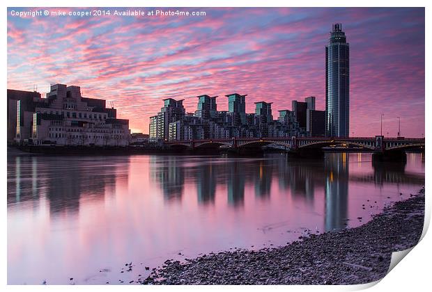 across the water towards  st George wharf Print by mike cooper