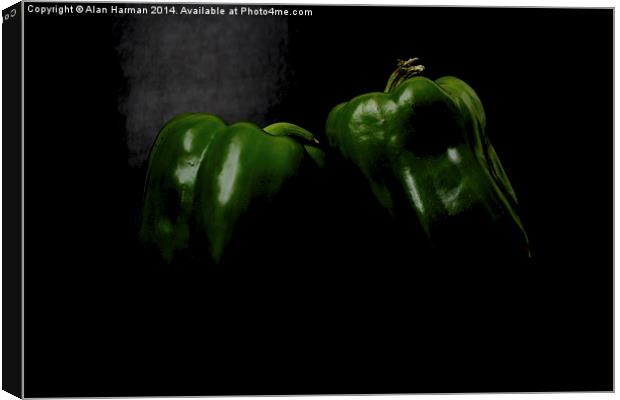 Two Green Peppers Canvas Print by Alan Harman