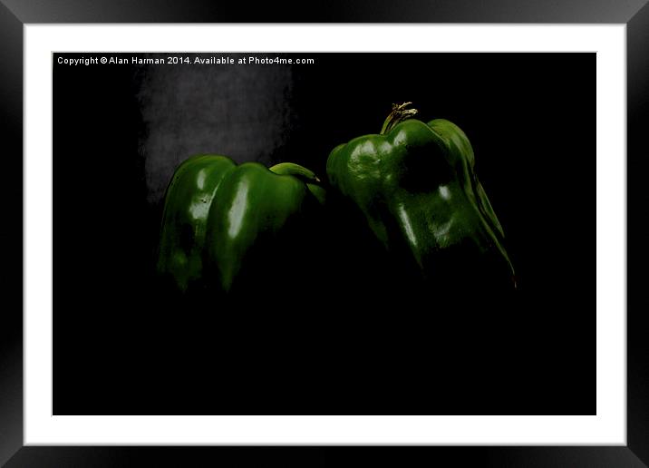 Two Green Peppers Framed Mounted Print by Alan Harman
