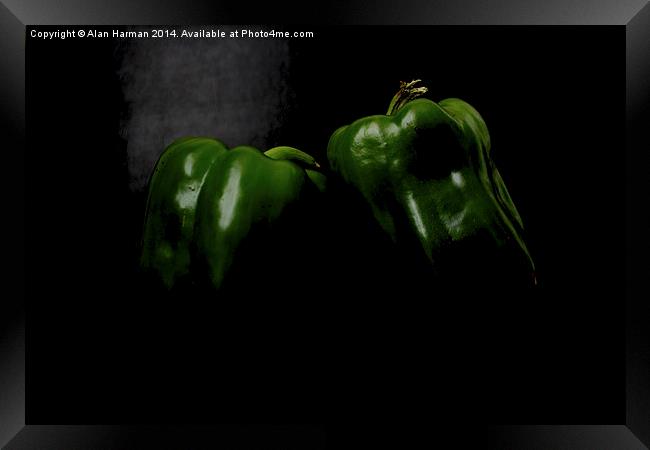 Two Green Peppers Framed Print by Alan Harman