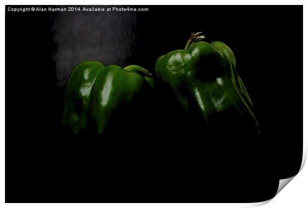 Two Green Peppers Print by Alan Harman