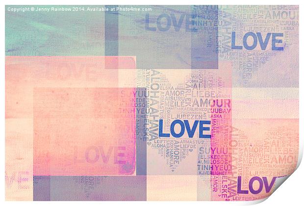  Love. Vintage. Pastel  Print by Jenny Rainbow