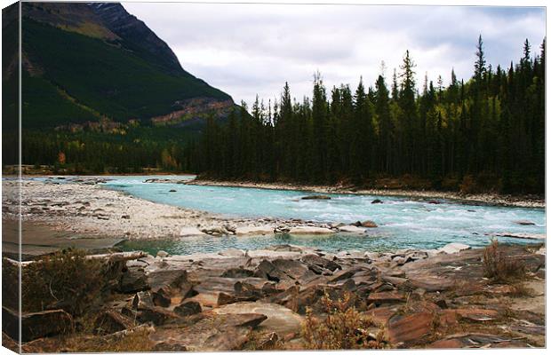 Athabasca River, Jasper, Alberta Canvas Print by charlie Mellow