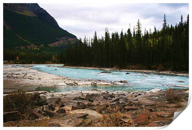 Athabasca River, Jasper, Alberta Print by charlie Mellow