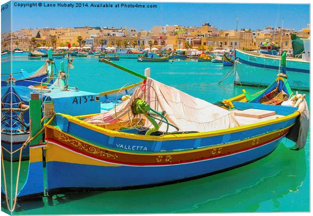 Maltese fishing boats Valletta Canvas Print by Laco Hubaty
