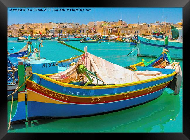 Maltese fishing boats Valletta Framed Print by Laco Hubaty