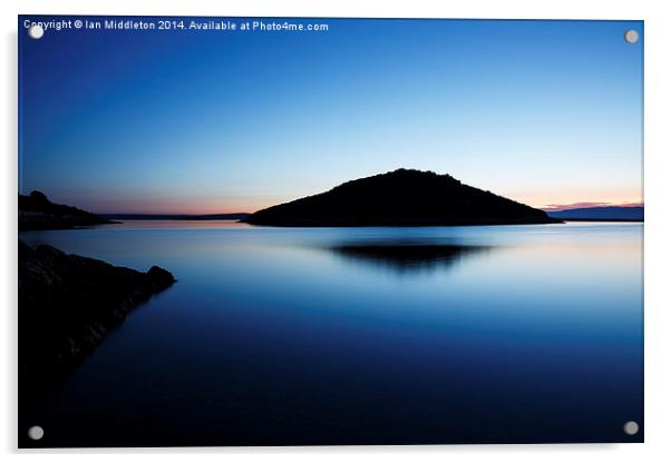Dawn over Veli and Mali Osir islands on Losinj, Cr Acrylic by Ian Middleton