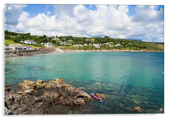 Coverack Harbour, Cornwall.  Acrylic by Pixel Memoirs