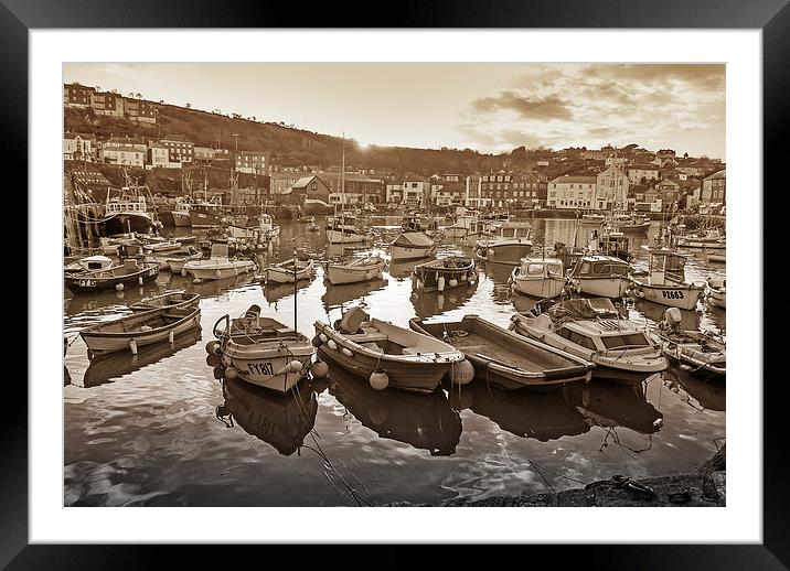  Mevagissey Harbour in Cornwall. Framed Mounted Print by Pixel Memoirs
