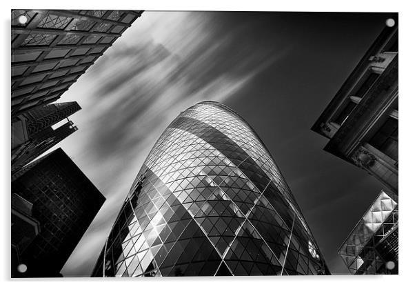 The Gherkin - London. Acrylic by Ian Hufton