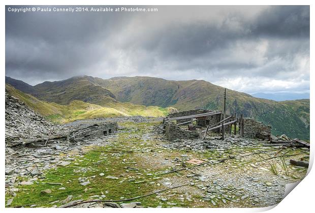  Abandoned mine on the Old Man of Coniston Print by Paula Connelly