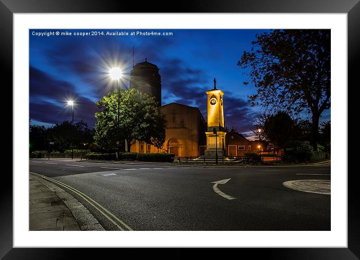 twilight comes to st Bridget's church Isleworth Framed Mounted Print by mike cooper