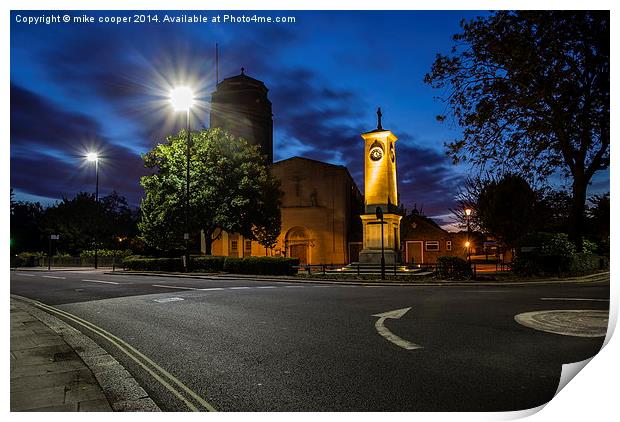 twilight comes to st Bridget's church Isleworth Print by mike cooper
