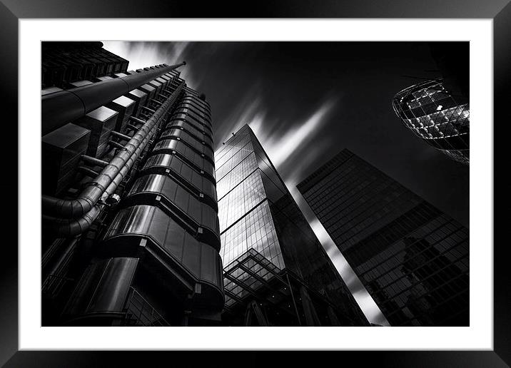  The lloyds Building & Gherkin London.  Framed Mounted Print by Ian Hufton