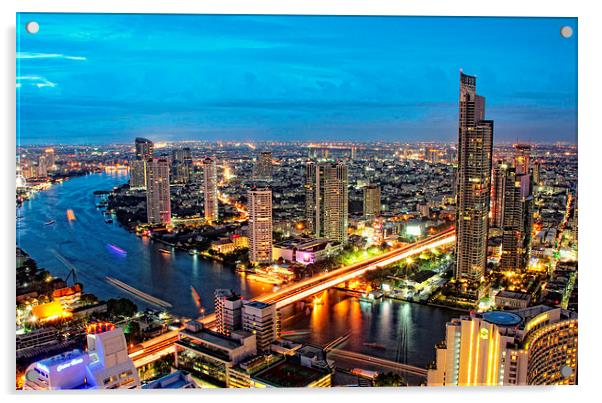 Bangkok at Night Acrylic by Toon Photography