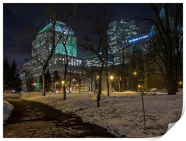 Downtown Montreal at Night Print by Bob Small