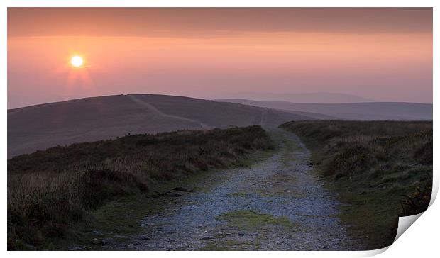  Sunset at Cefn Bryn, Gower Print by Leighton Collins